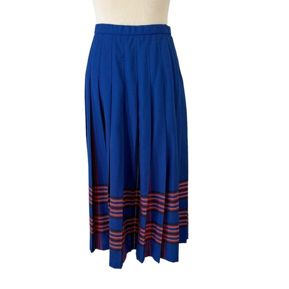 Pendleton Virgin Wool Skirt Drop Pleated Size 8 Blue Tartan Plaid Vintage 1990s - Picture 1 of 9